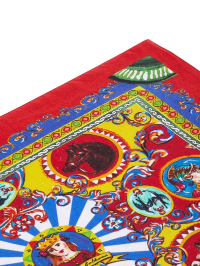 Shop Dolce & Gabbana Carretto-print Placemat And Napkin Set In Multicolour