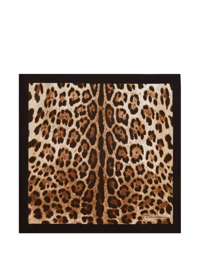 Shop Dolce & Gabbana Set Of Two Linen Napkins In Brown