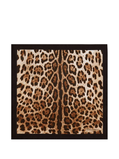 Dolce & Gabbana Set Of Two Linen Napkins In Brown