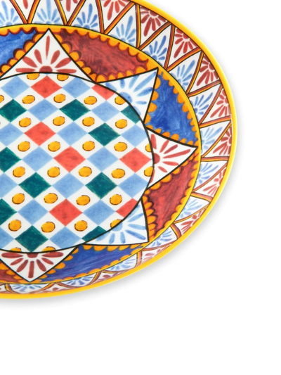Dolce & Gabbana Carretto-print Porcelain Soup Plates (set Of 2) In Blue