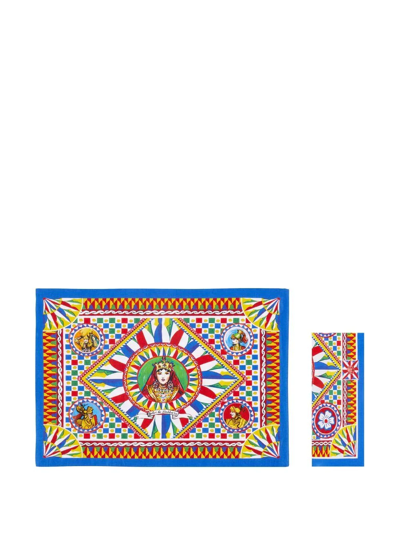 Dolce & Gabbana Carretto-print Placemat And Napkin Set In Multicolour