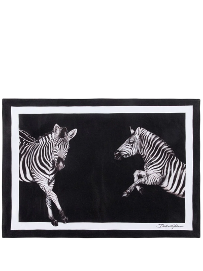 Shop Dolce & Gabbana Zebra Placemat-napkin Set In Black