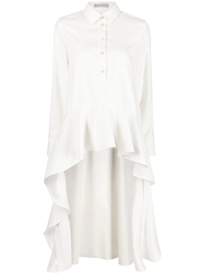 Shop Palmer Harding Pinstripe High-low Poplin Shirt In White