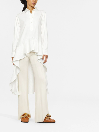 Shop Palmer Harding Pinstripe High-low Poplin Shirt In White