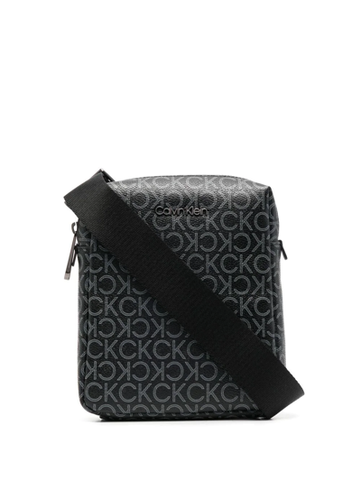 Shop Calvin Klein Must Reporter Monogram Message Bag In Black