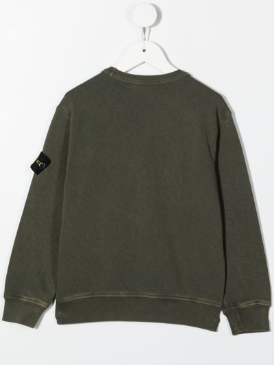 Shop Stone Island Junior Compass Patch Sweatshirt In Green