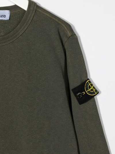 Shop Stone Island Junior Compass Patch Sweatshirt In Green