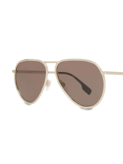Shop Burberry Pilot-frame Sunglasses In Brown