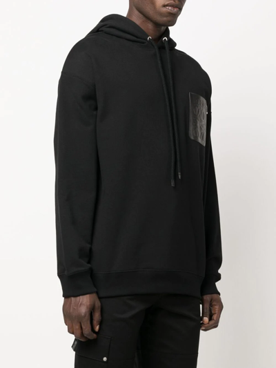 Shop Loewe Leather-patch Jersey Hoodie In Black