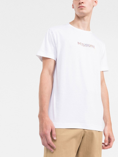 Shop Missoni Logo-embroidered T-shirt In White
