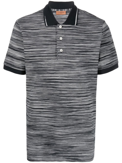 Shop Missoni Horizontal-stripe Knitted Polo Shirt In Black