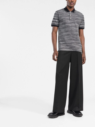 Missoni Horizontal-stripe Knitted Polo Shirt In Black