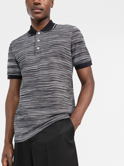 Missoni Horizontal-stripe Knitted Polo Shirt In Black