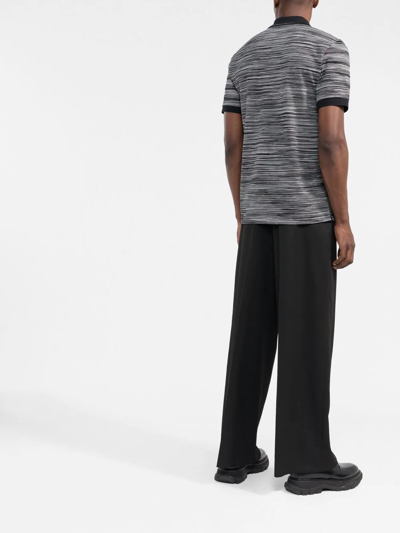 Missoni Horizontal-stripe Knitted Polo Shirt In Black