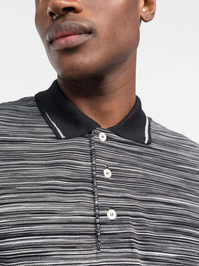 Shop Missoni Horizontal-stripe Knitted Polo Shirt In Black