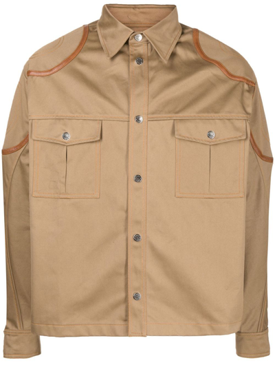Shop Gmbh Patch-detail Shirt Jacket In Brown