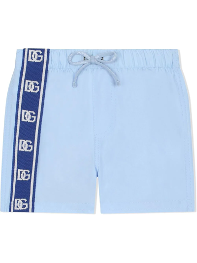 Shop Dolce & Gabbana Dg-logo Swim Shorts In Blue