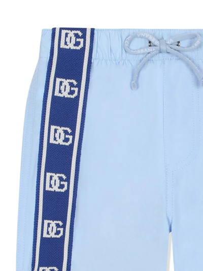 Dolce & Gabbana Logo-tape Track Shorts In Blue