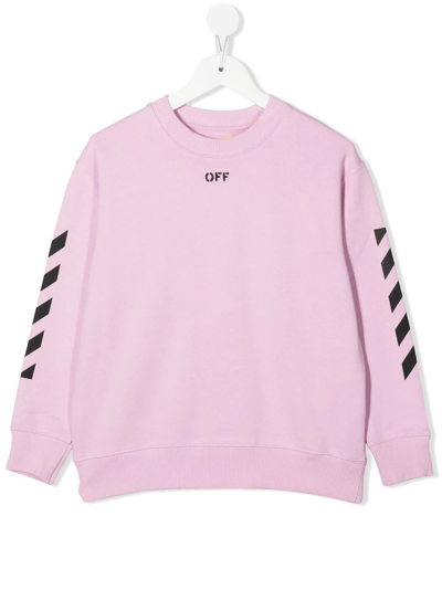 Shop Off-white Off-stamp Crew-neck Sweatshirt In Pink