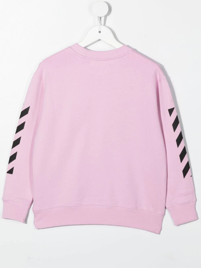 Shop Off-white Off-stamp Crew-neck Sweatshirt In Pink