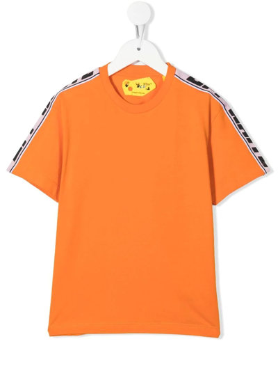 Shop Off-white Logo Tape-sleeve T-shirt In Orange