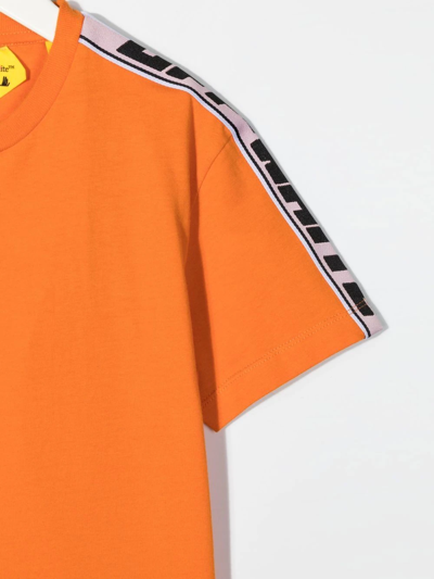 Shop Off-white Logo Tape-sleeve T-shirt In Orange