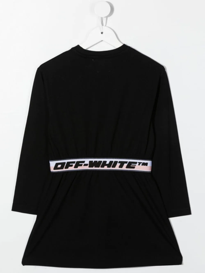 Shop Off-white Logo-waistband Mini Dress In Black