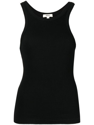 Agolde Ribbed Knitted Sleeveless Top In Black