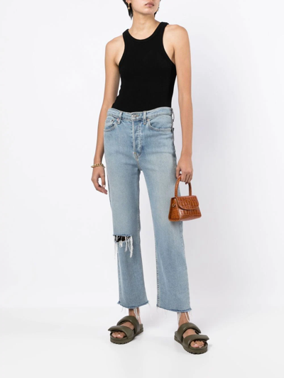 Agolde Ribbed Knitted Sleeveless Top In Black