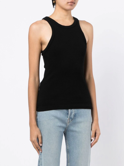 Agolde Ribbed Knitted Sleeveless Top In Black
