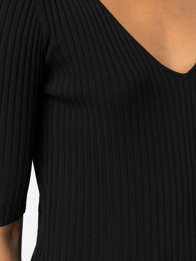 Shop By Malene Birger Ribbed Knitted Top In Black