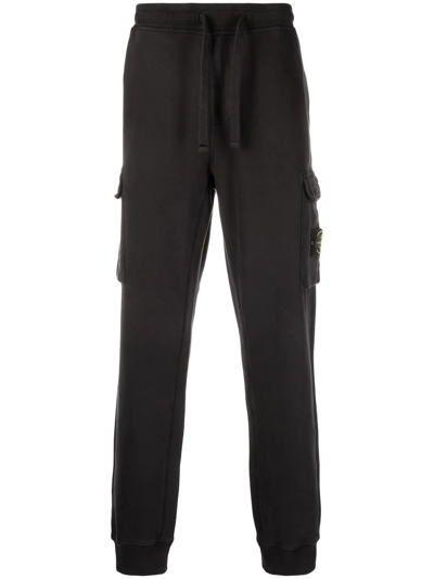 Shop Stone Island Tapered-leg Track Pants In Black