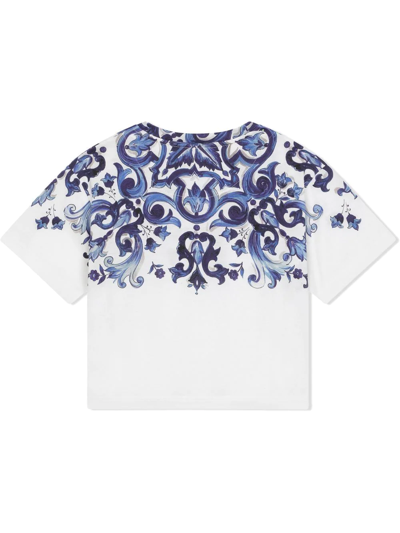Shop Dolce & Gabbana Majolica-print Cotton T-shirt In Blue