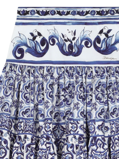 Shop Dolce & Gabbana Majolica-print Poplin Skirt In Blue