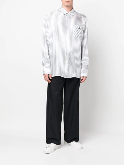 Shop Botter Striped Patch-pocket Shirt In White