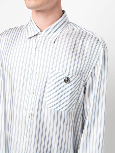 Shop Botter Striped Patch-pocket Shirt In White