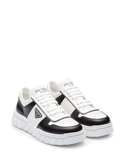 Shop Prada Low-top Leather Sneakers In White
