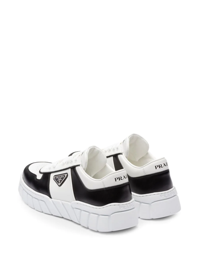 Shop Prada Low-top Leather Sneakers In White
