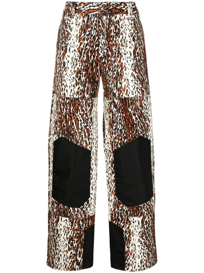 Shop Phipps Straight-leg Animal-print Trousers In Brown
