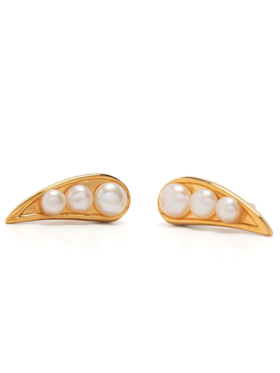 Shop Rachel Jackson Pearl-embellished Stud Earrings In Gold