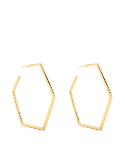 Shop Rachel Jackson Oversized Hexagon Hoop Earrings In Gold