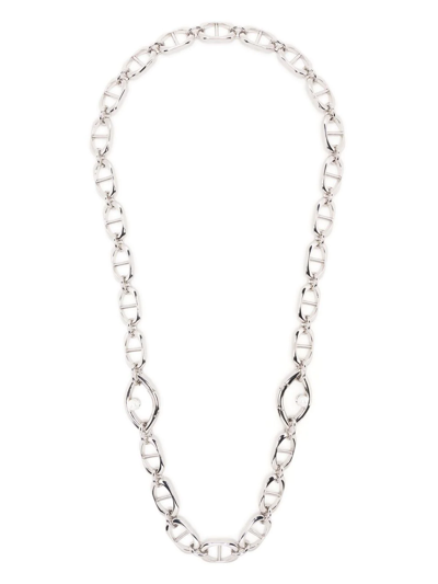 Shop Capsule Eleven Chunky-chain Pearl-embellished Necklace In Silver