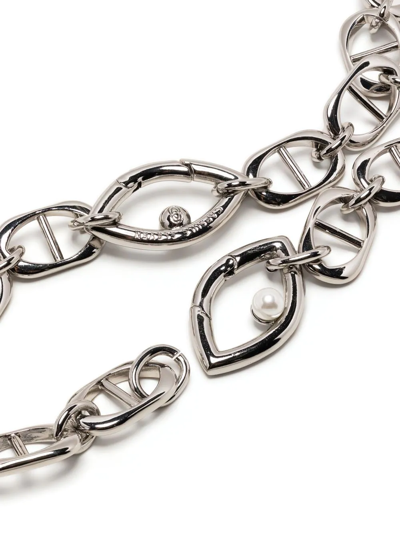 Shop Capsule Eleven Chunky-chain Pearl-embellished Necklace In Silver