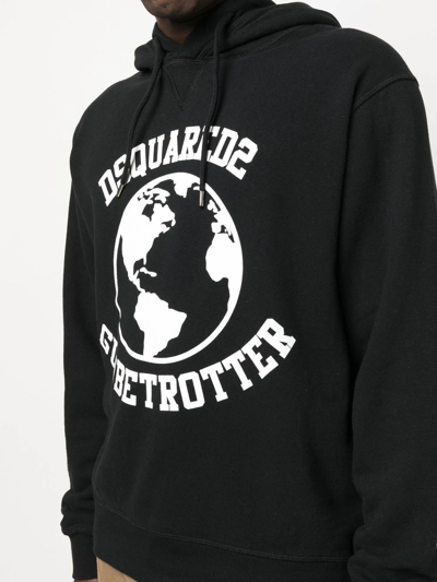 Shop Dsquared2 Globetrotter Logo-print Hoodie In Black