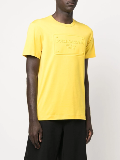 Shop Dolce & Gabbana Logo-print Cotton T-shirt In Yellow