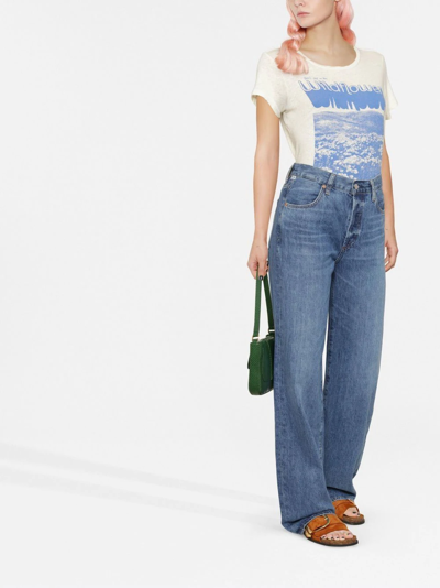 Shop Citizens Of Humanity Wide-leg Denim Jeans In Blue