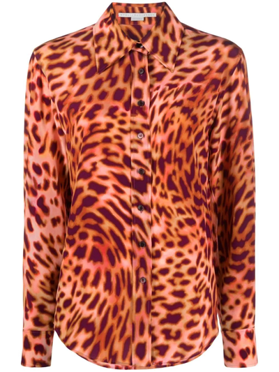 Shop Stella Mccartney Leopard-print Silk Shirt In Pink