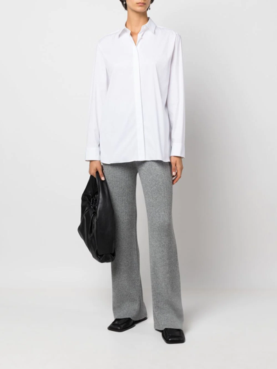 Theory Long-sleeve Button-up Shirt In White