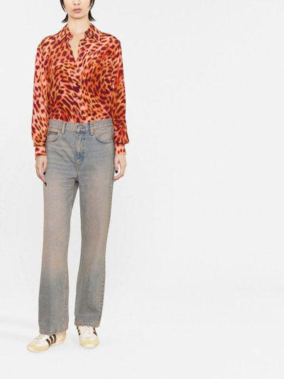 Stella Mccartney Leopard-print Silk Crepe De Chine Shirt In Pink
