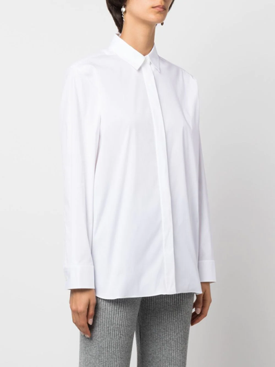 Theory Long-sleeve Button-up Shirt In White